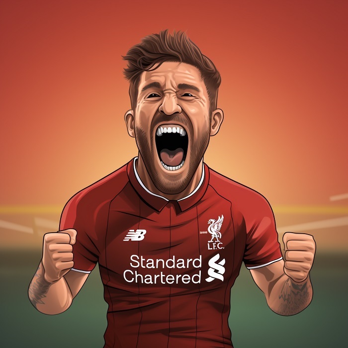 A celebrating player from Liverpool FC