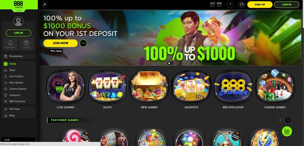 Game Lobby at 888 Casino Kenya