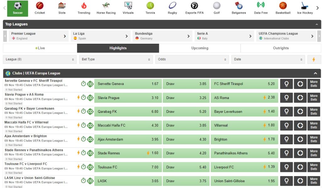 Betway Kenya Betting Section