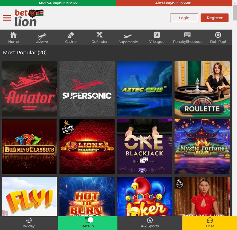Slot selection at BetLion Kenya