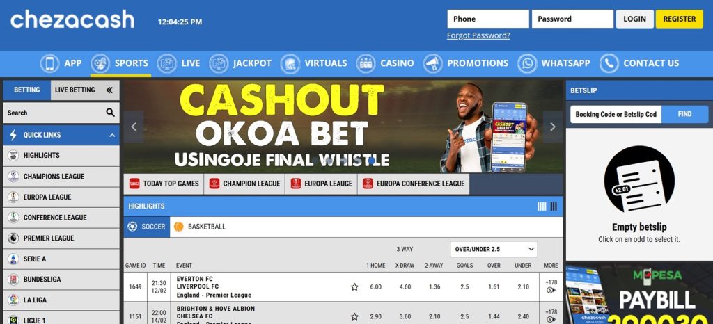 ChezaCash Kenya landing page